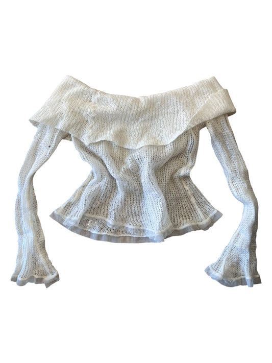 Ivory Mohair Knit Off-Shoulder Top #12777