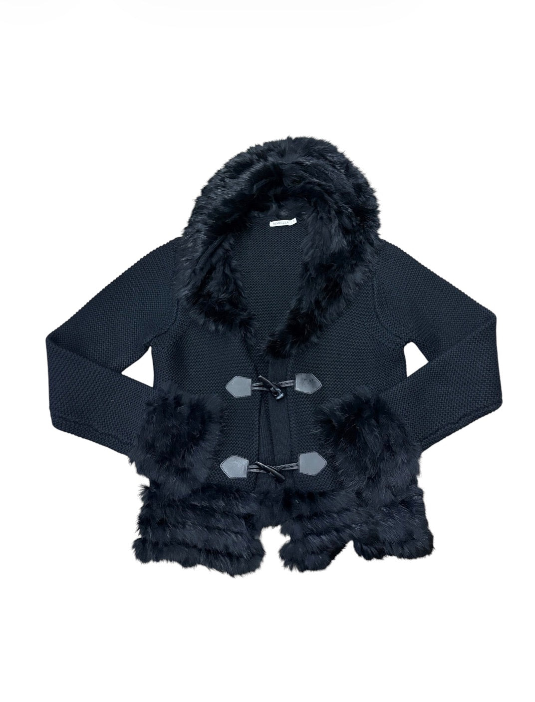 Marella Rabbit Fur Trim Knit Jacket #13297