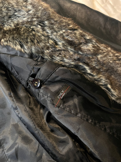 Leather Coat with Faux Fur Collar #11306