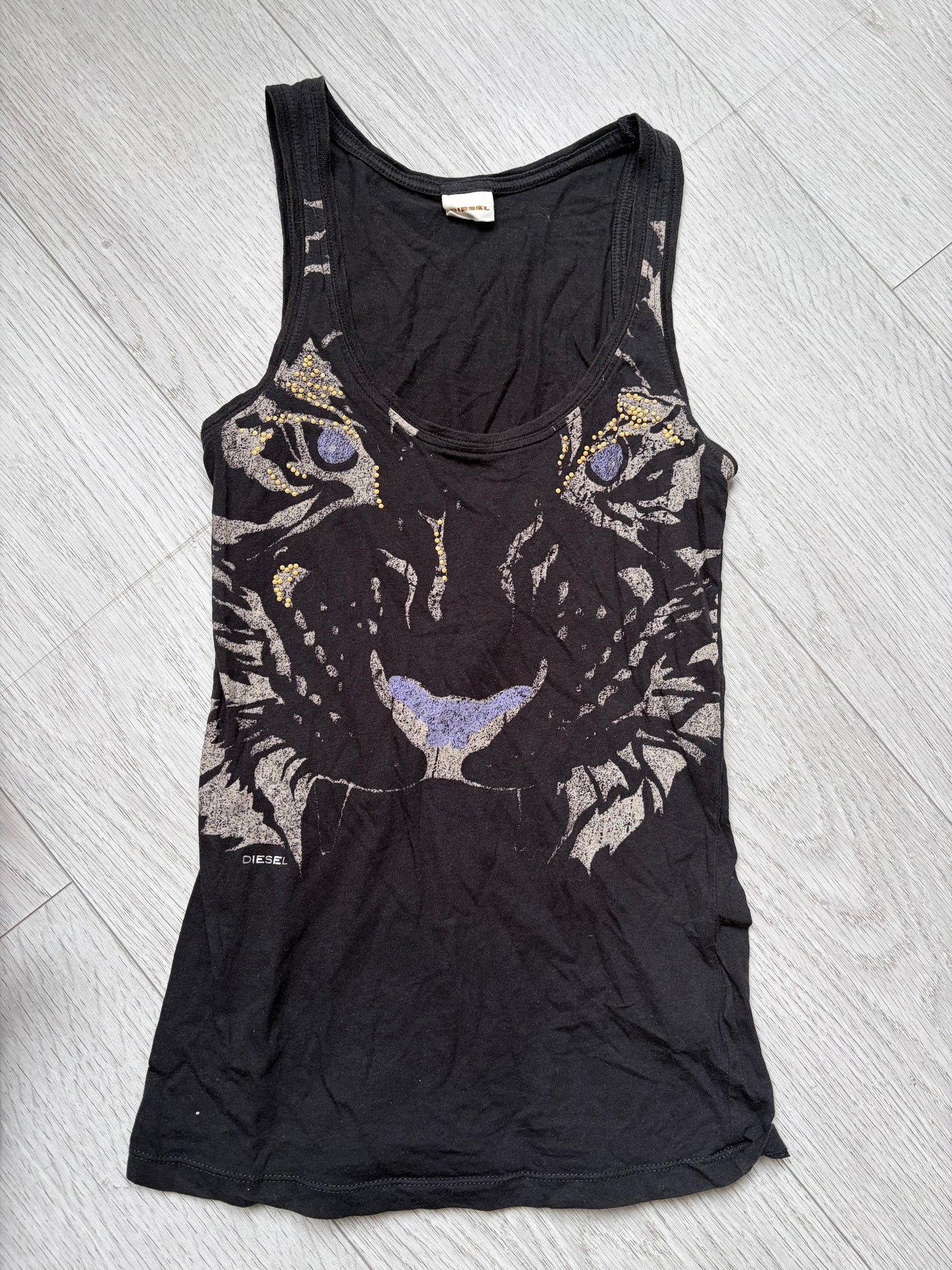 Diesel Y2K Studded Tiger Graphic Tank Top #13218