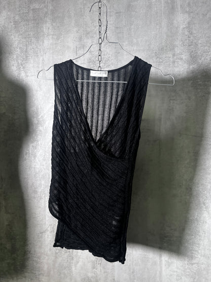 Black Asymmetrical Knit Top #10524
