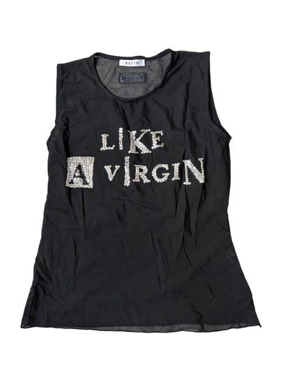 Extyn Y2K “Like a Virgin” Rhinestone Mesh Top #13210
