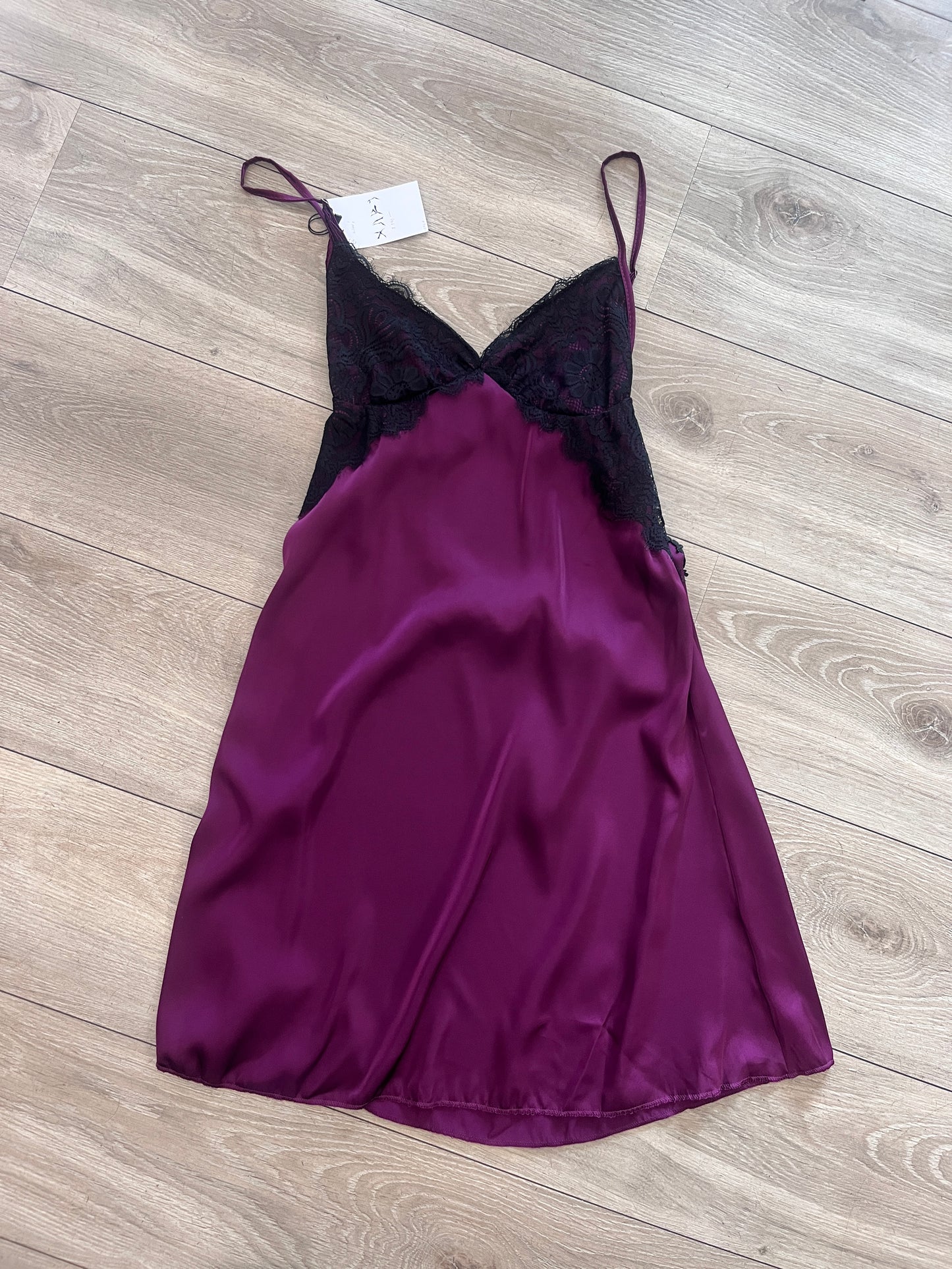 Silk Lace Slip Dress – Burgundy #12467