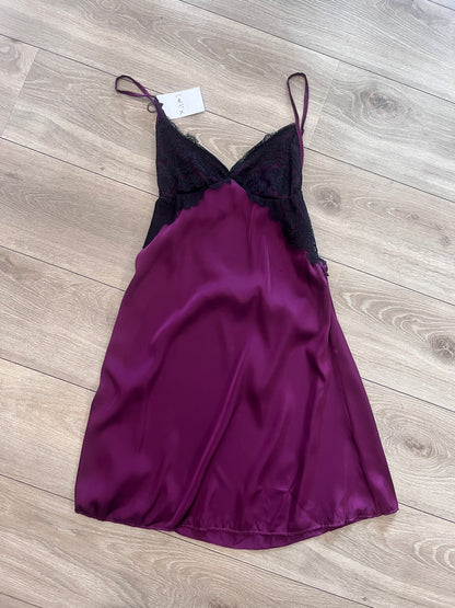 Silk Lace Slip Dress – Burgundy #12467