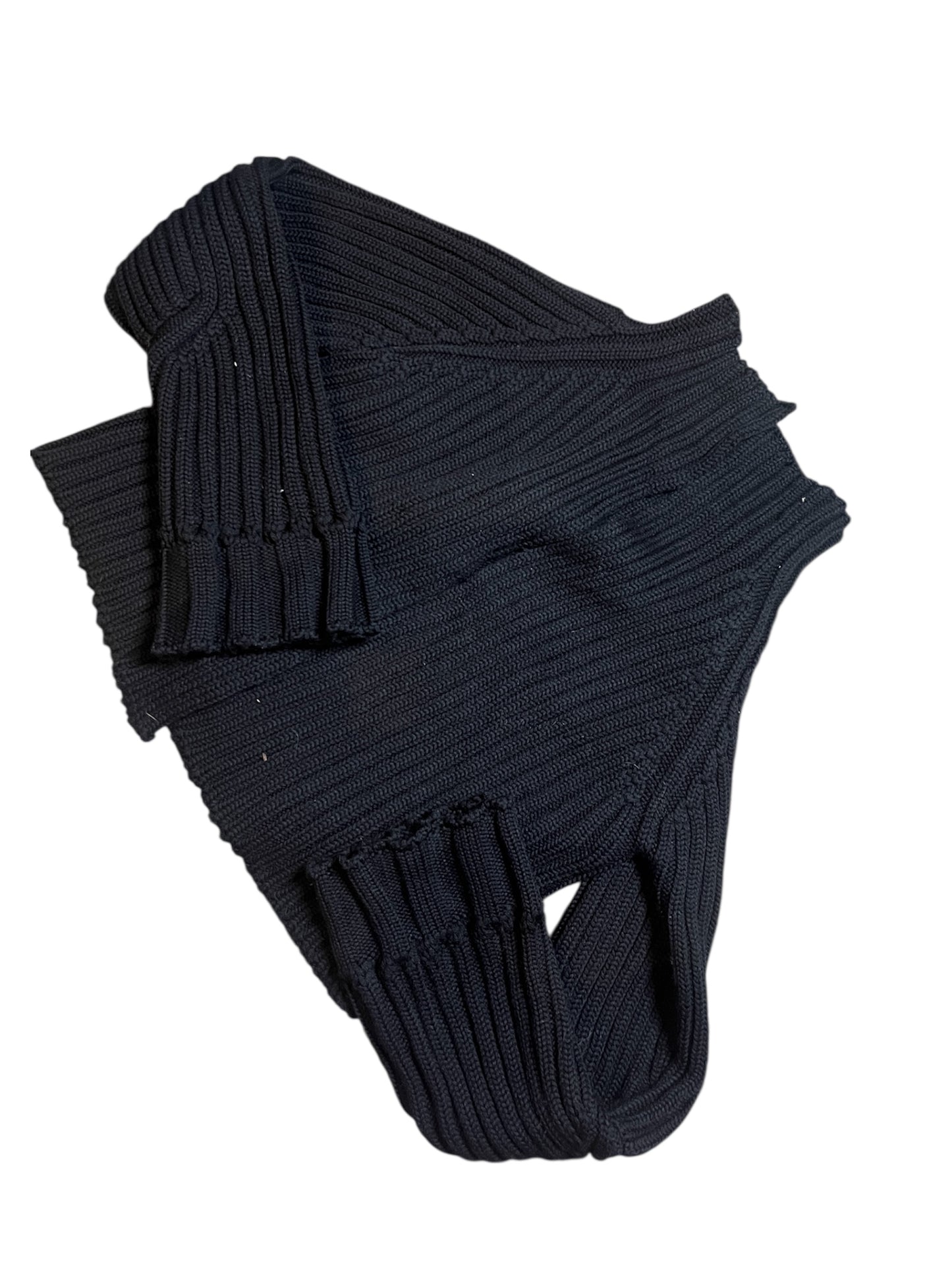 Black Merino Wool Knit Top #11278