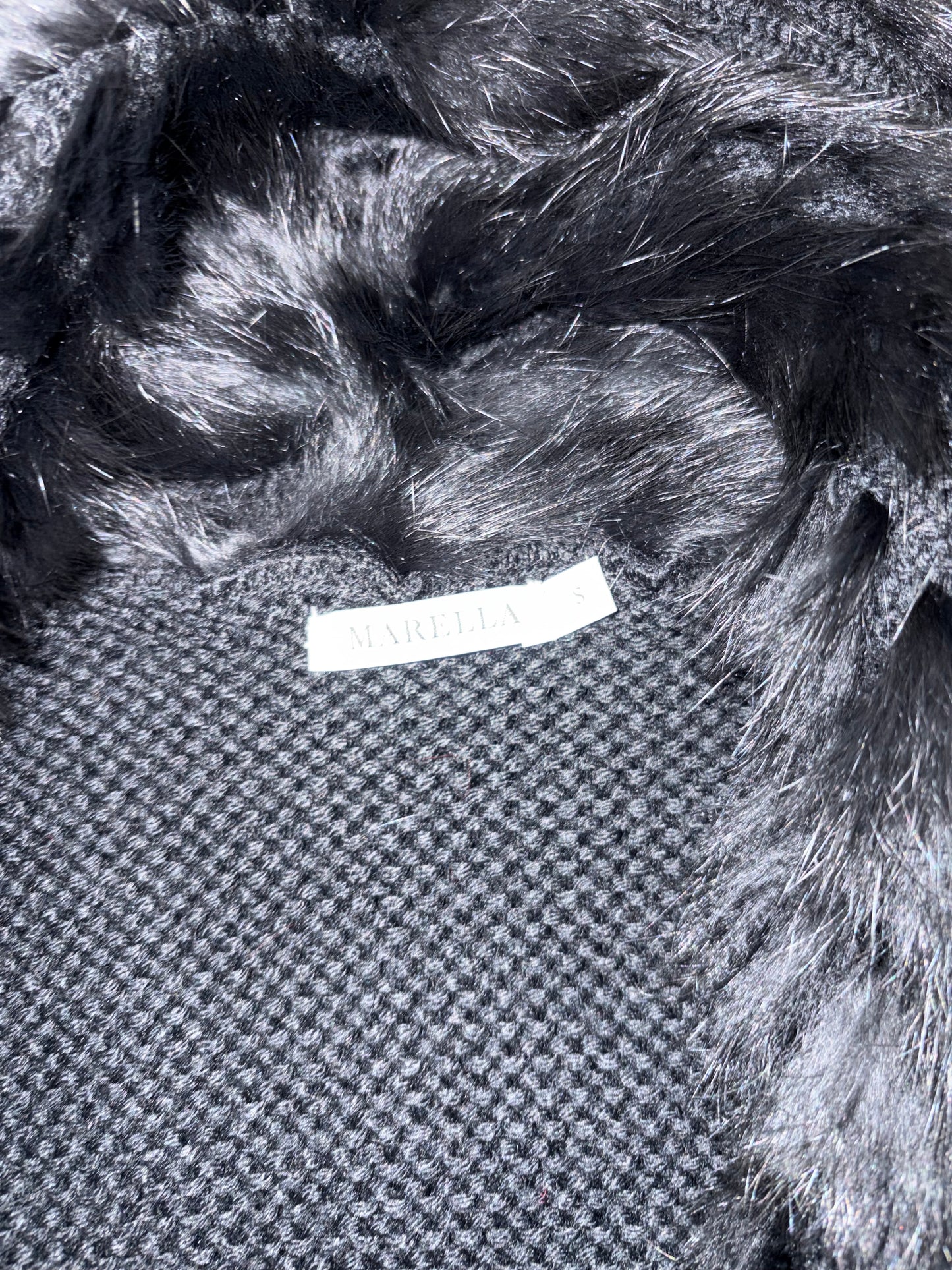 Marella Rabbit Fur Trim Knit Jacket #13297