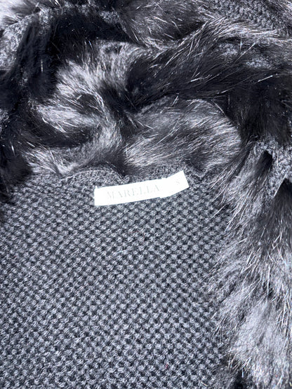 Marella Rabbit Fur Trim Knit Jacket #13297