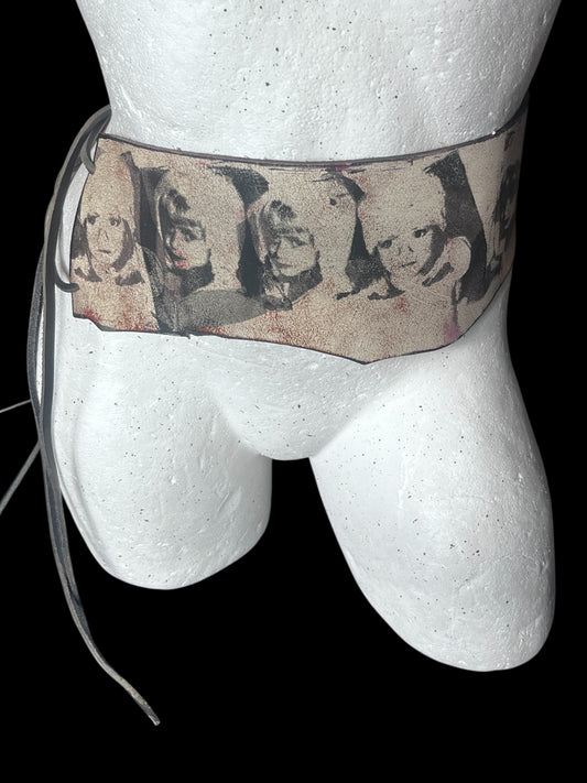 Vintage Pop Art Leather Waist Belt (1970s/80s) #