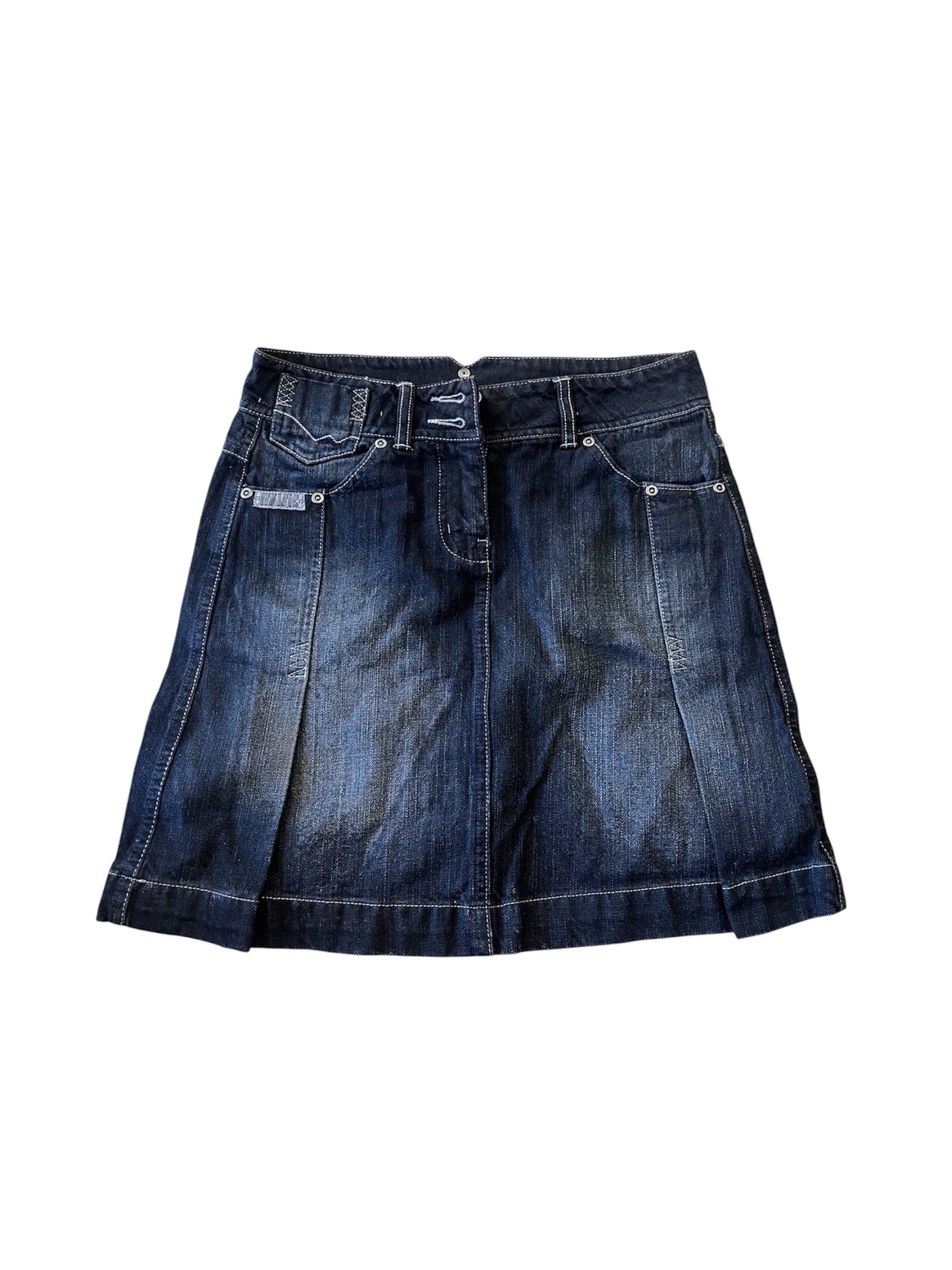 Y2K Denim Pleated Mini Skirt #12769