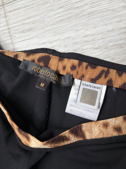 Roberto Cavalli Y2K Leopard-Trim Asymmetric Skirt #13217