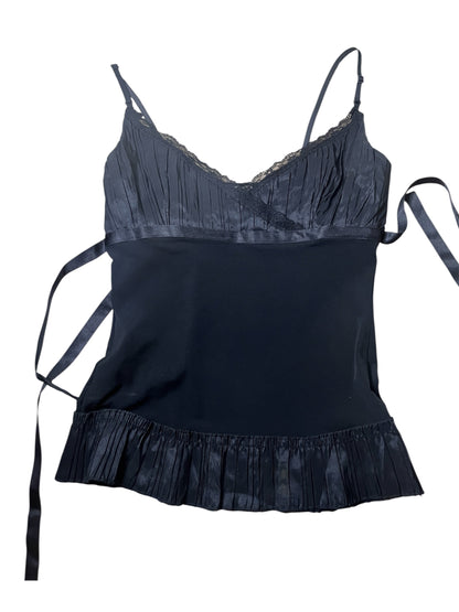 Black Lace Camisole Top with Satin Tie Back #11596
