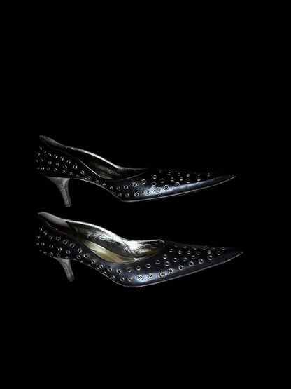 Stud Italian Leather Kitten Heels 39 #7846