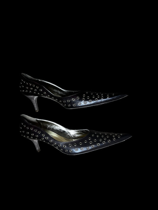 Stud Italian Leather Kitten Heels 39 #7846