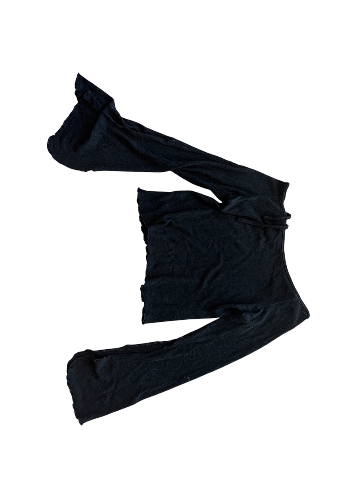2000s Black Off-Shoulder Flared-Sleeve Top #13258