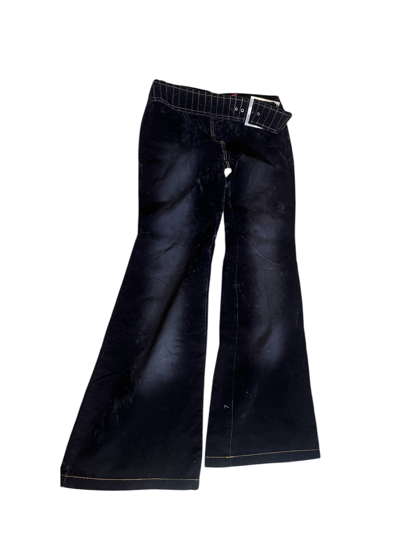 Y2K Dark Wash Flared Jeans – Belted Waist #12171