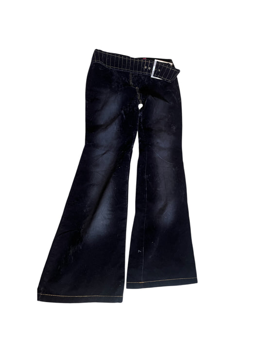 Y2K Dark Wash Flared Jeans – Belted Waist #12171