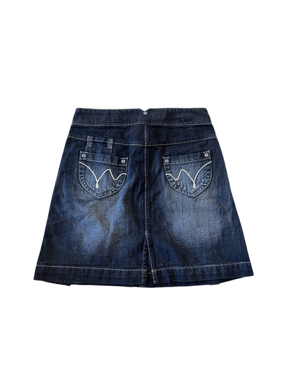 Y2K Denim Pleated Mini Skirt #12769