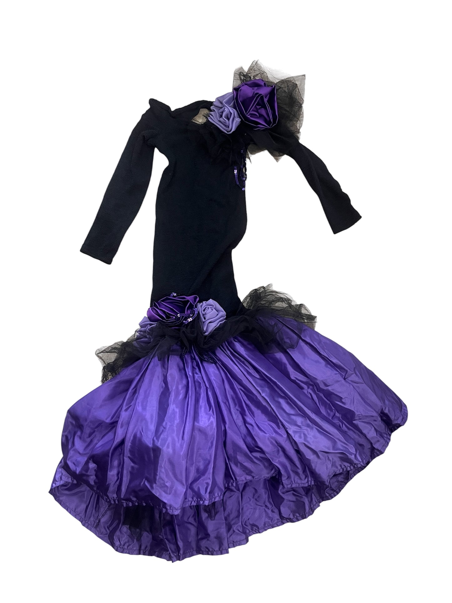 1980s Purple Rose Corset Gown