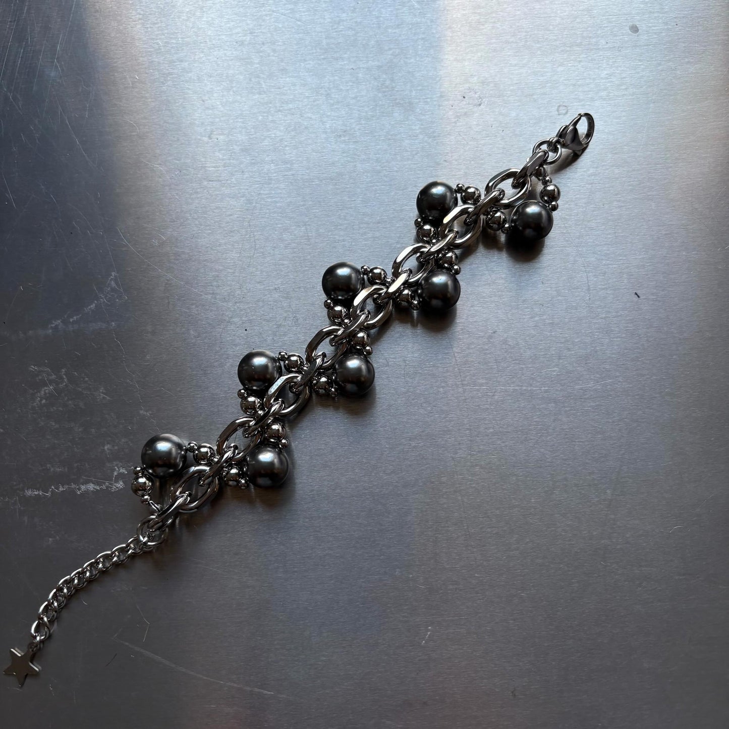 Iron dark grey bracelet 666999 #9936