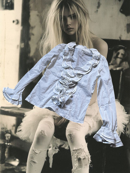 Porcelain Ruffle Shirt #9044