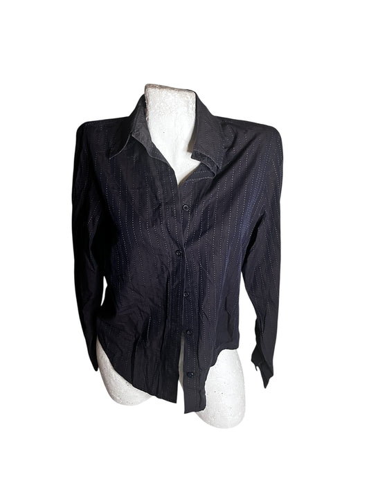 1990s navy dot shirt / armani jeans #9179