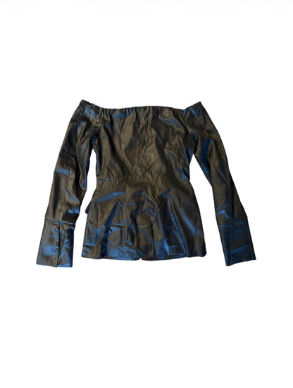 Blumarine black vinyl corset jacket back