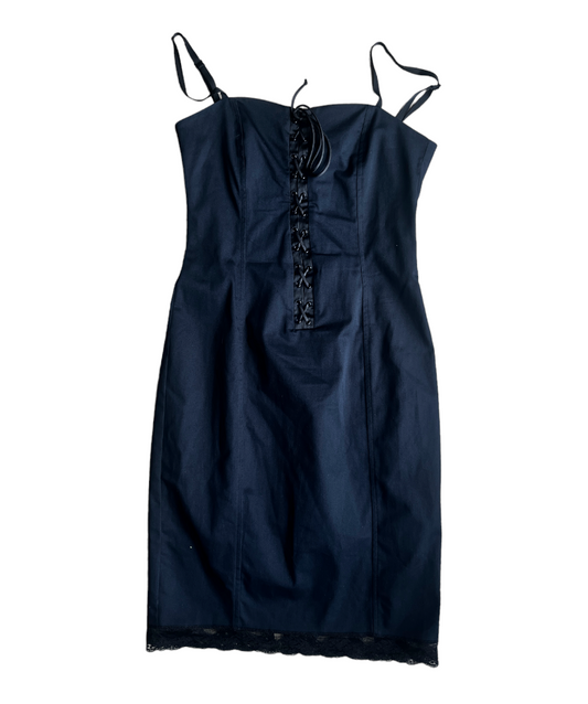 Italian Cotton Lace Dress L #4536