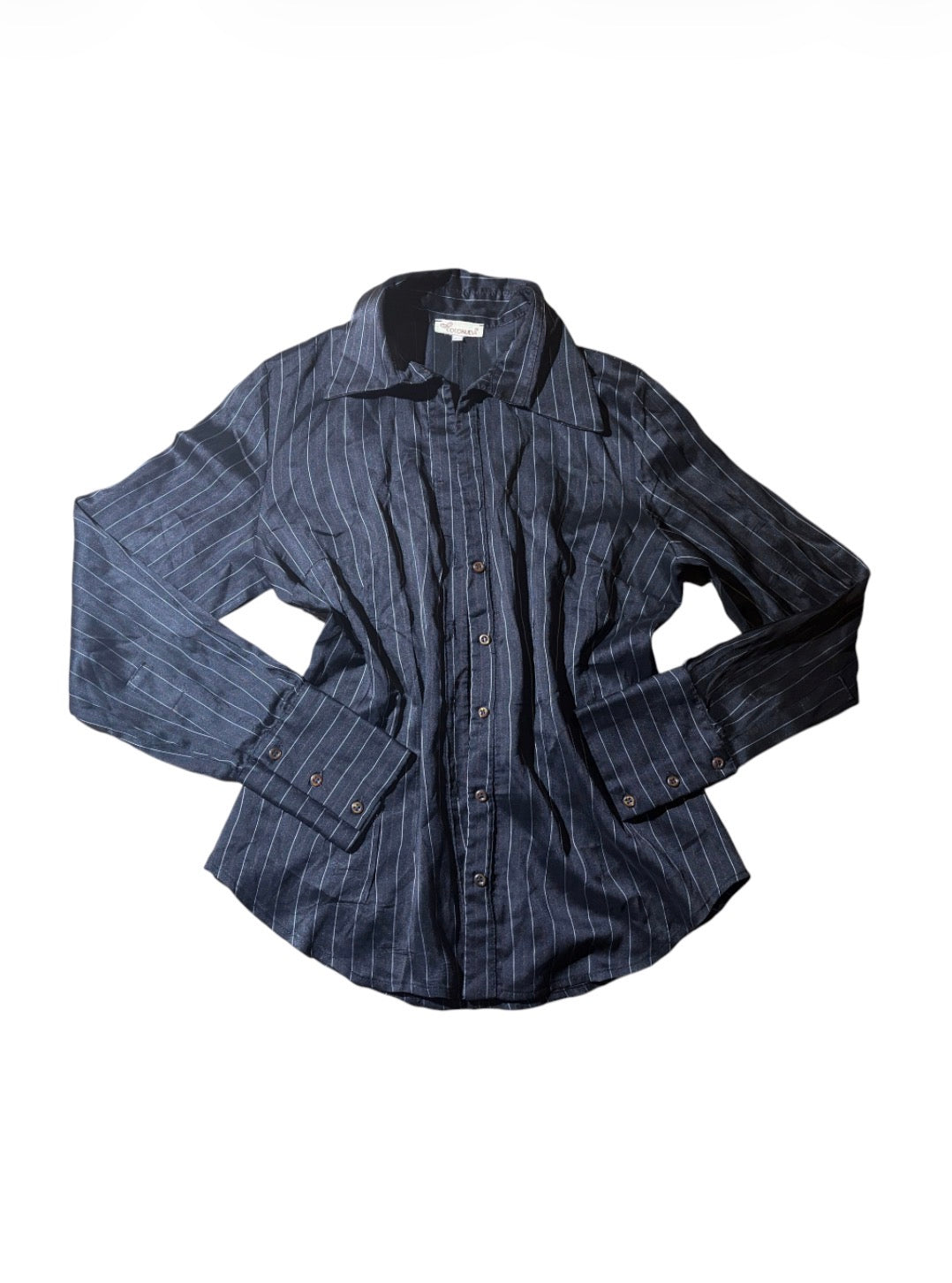 Coconuda navy fitted pinstripe shirt