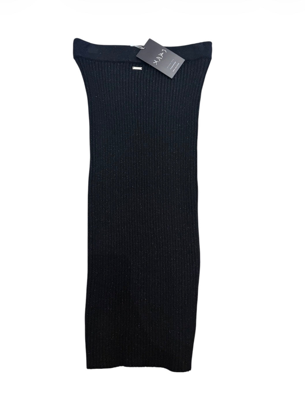 Guess black ribbed glitter strapless midi dress