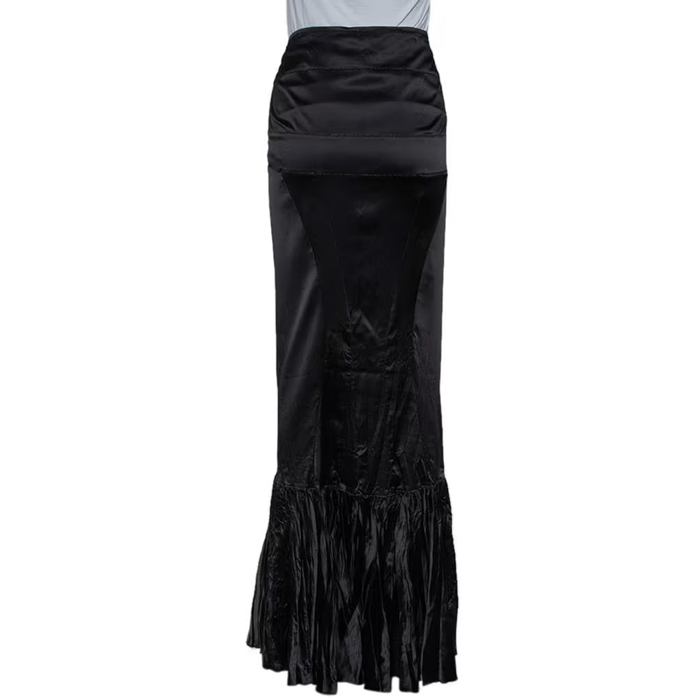 Just Cavalli black satin maxi skirt image 3