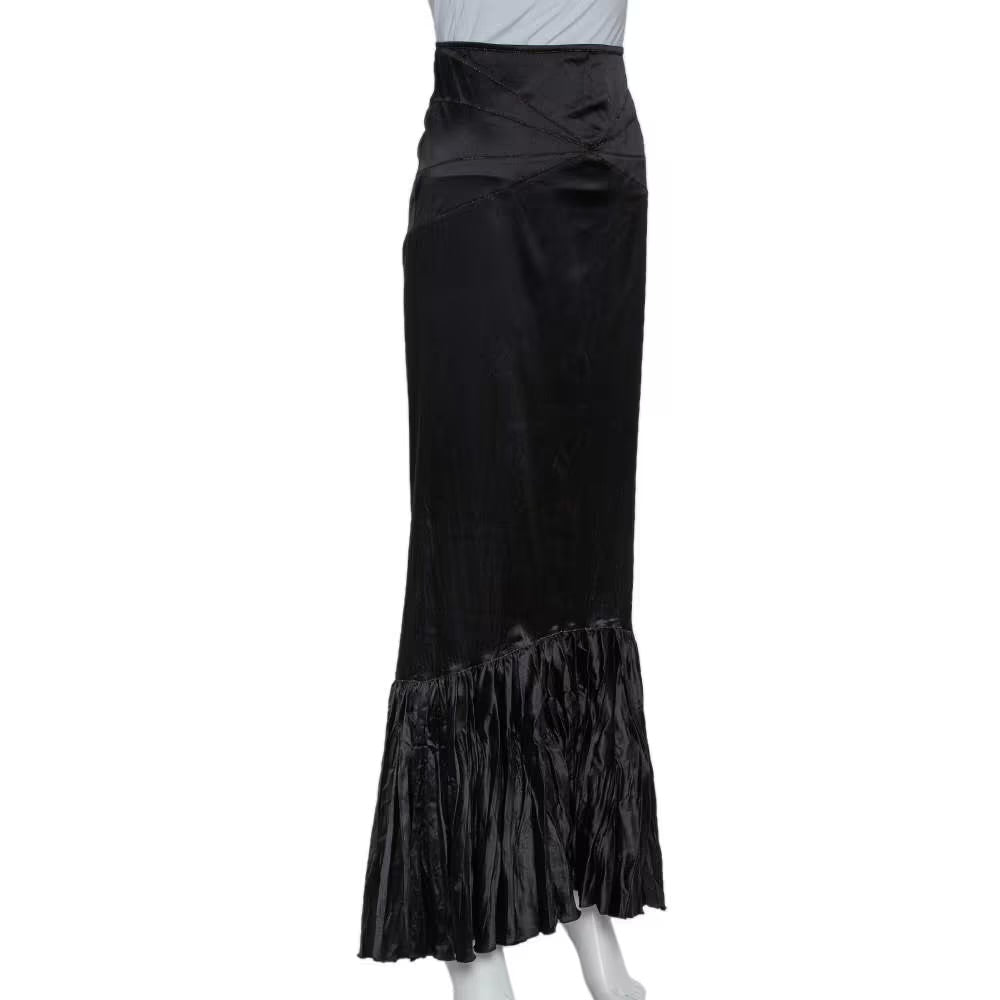 Just Cavalli black satin maxi skirt image 4