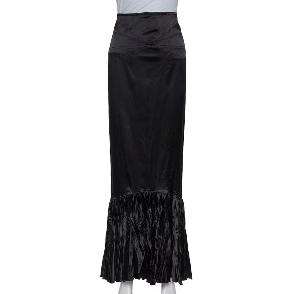 Just Cavalli black satin maxi skirt image 5