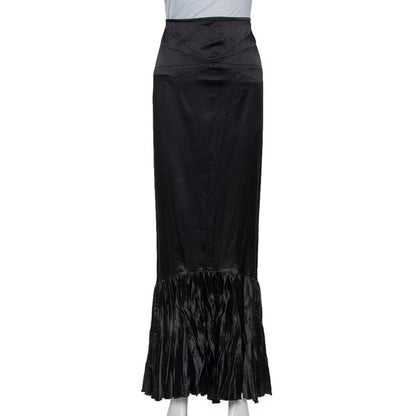 Just Cavalli black satin maxi skirt image 5