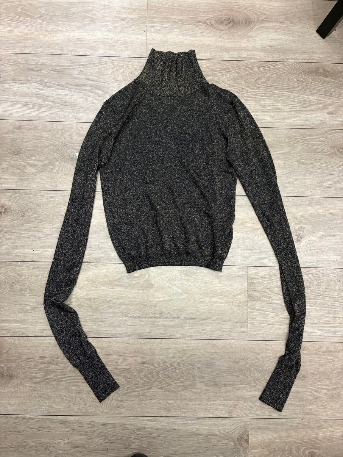 Patrizia Pepe metallic turtleneck front on white background