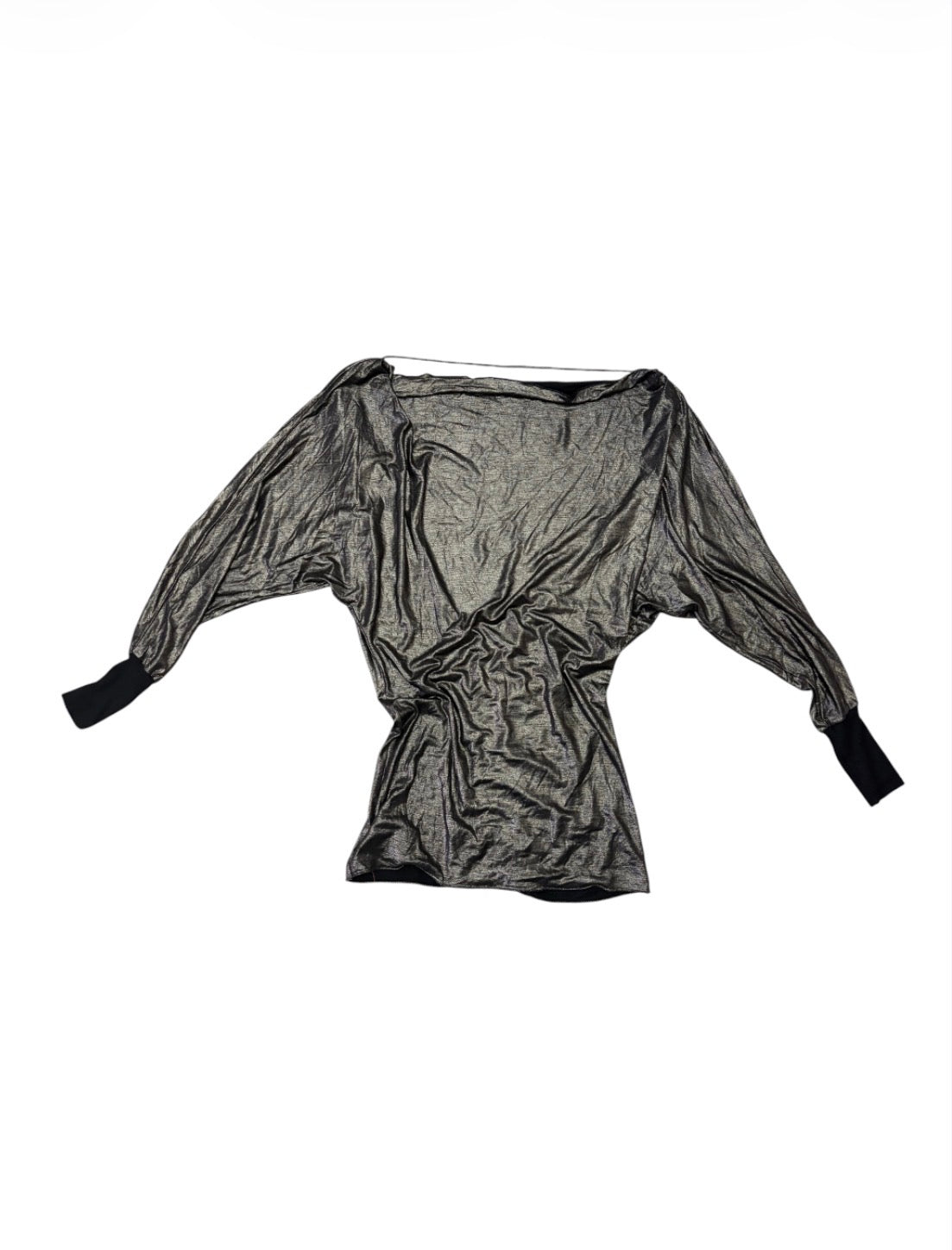 Pinko metallic charcoal draped batwing top