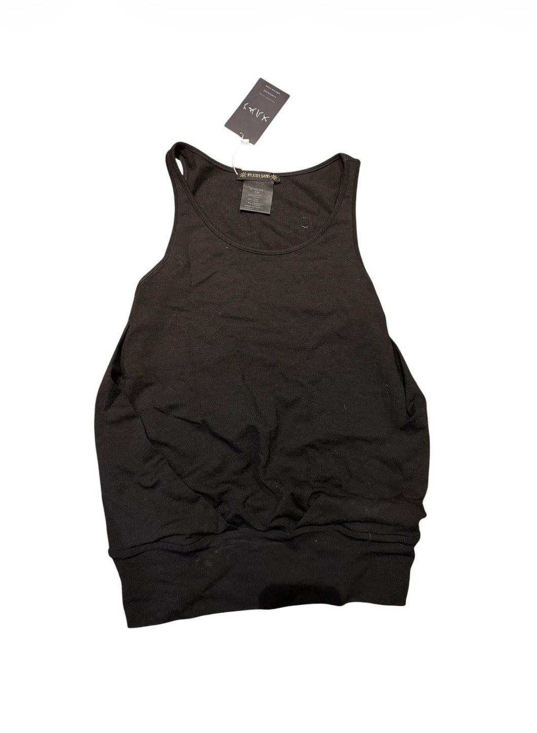 Plein Sud black draped wool blend top