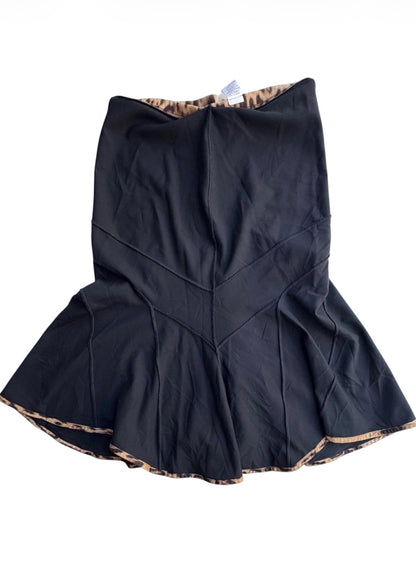 Roberto Cavalli asymmetric maxi skirt leopard trim view 1
