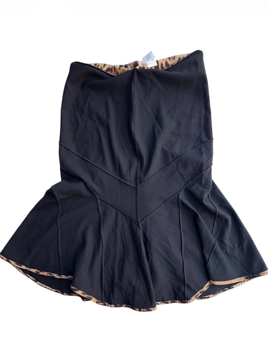 Roberto Cavalli asymmetric maxi skirt leopard trim view 1