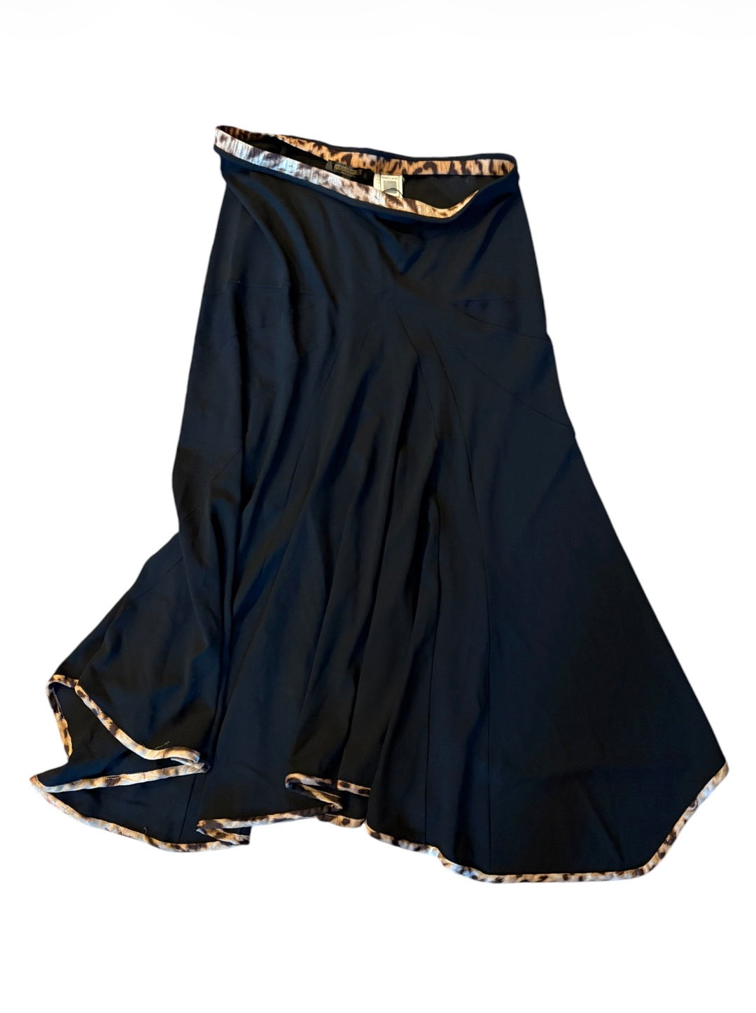 Roberto Cavalli asymmetric maxi skirt leopard trim view 3