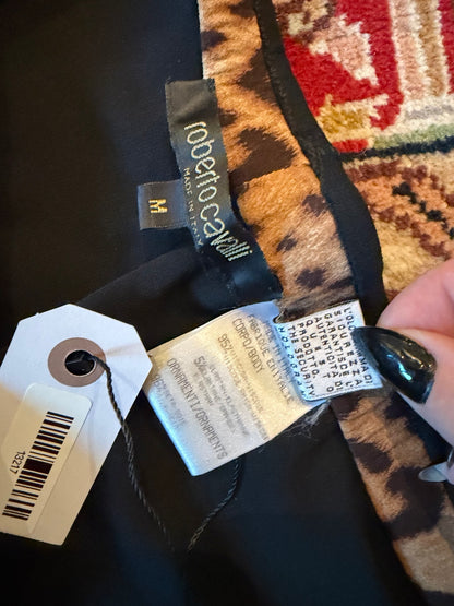 Roberto Cavalli asymmetric maxi skirt leopard trim view 4