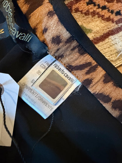 Roberto Cavalli asymmetric maxi skirt leopard trim view 5