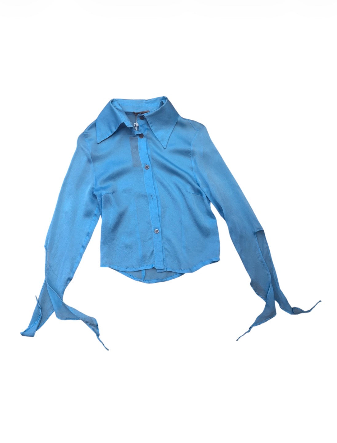 Rosso Lombardini blue silk shirt front view
