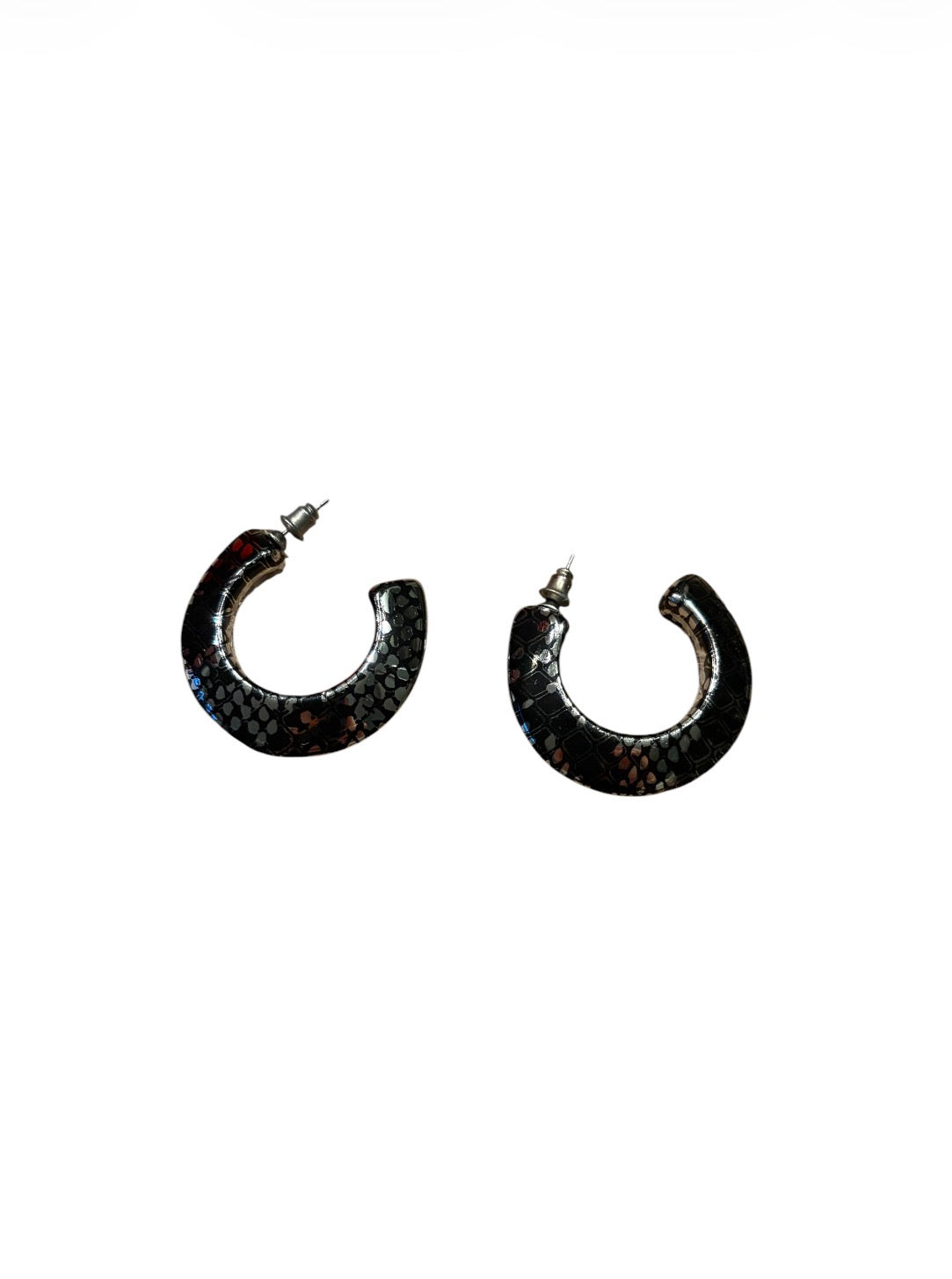 Silver-Tone Snakeskin Hoop Earrings #13804