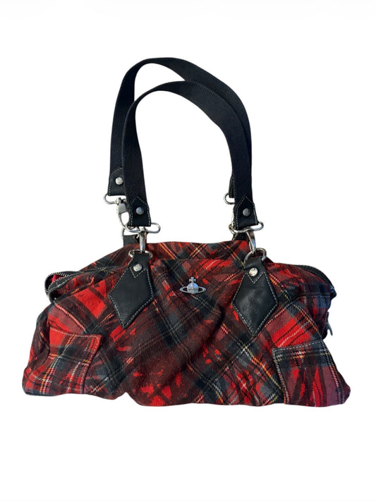 Vivienne Westwood red tartan shoulder bag