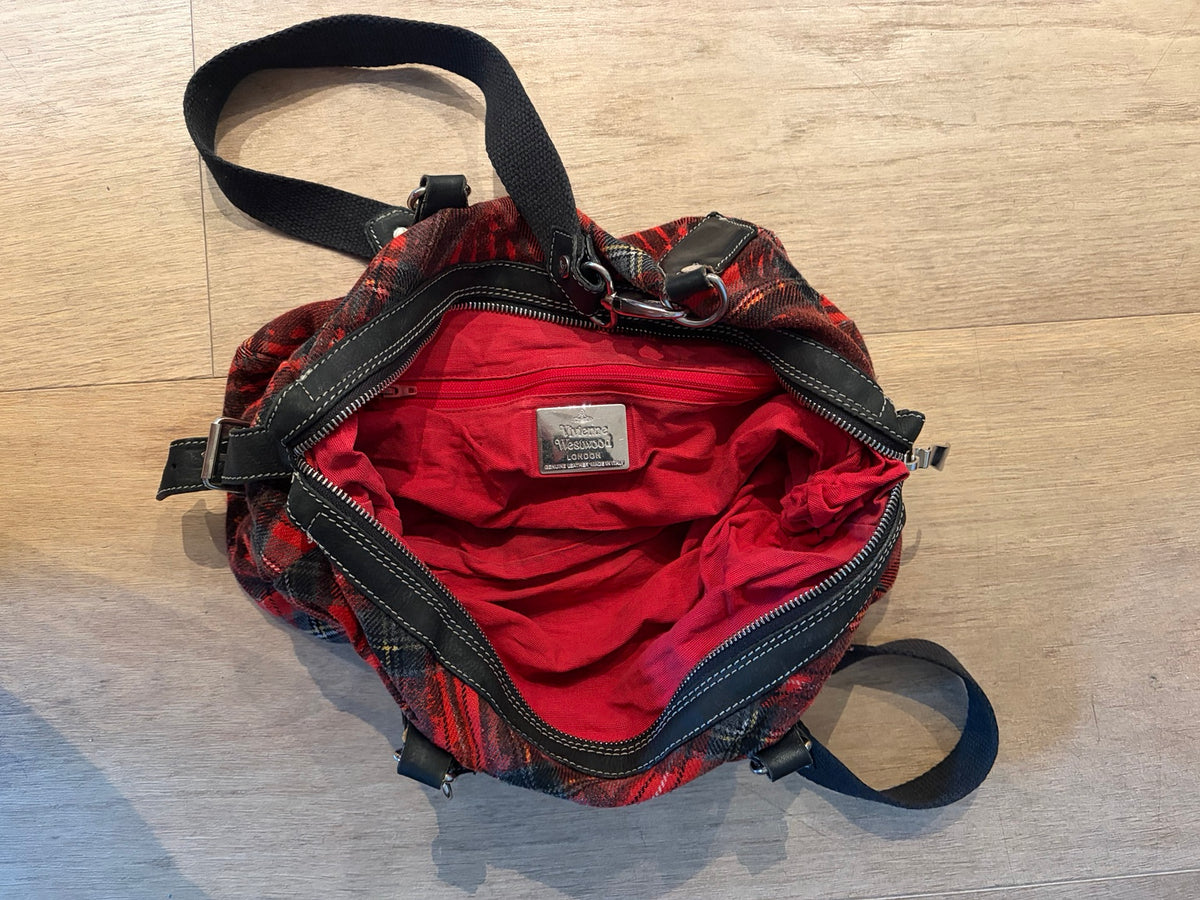 Vivienne Westwood red tartan shoulder bag
