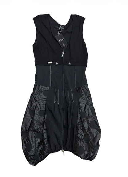 WE LOVE black mixed-fabric zip dress full front