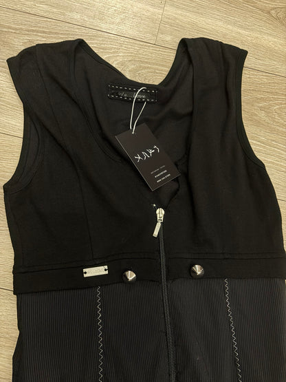 WE LOVE black mixed-fabric zip dress alternate view